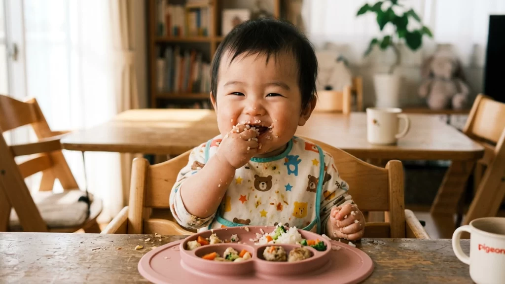 手づかみの食事の子供